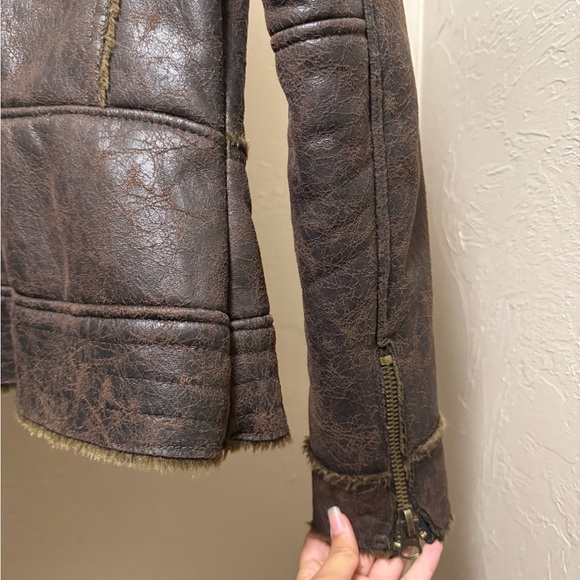 Brown leather jacket with brown fur - Picture 6 of 6
